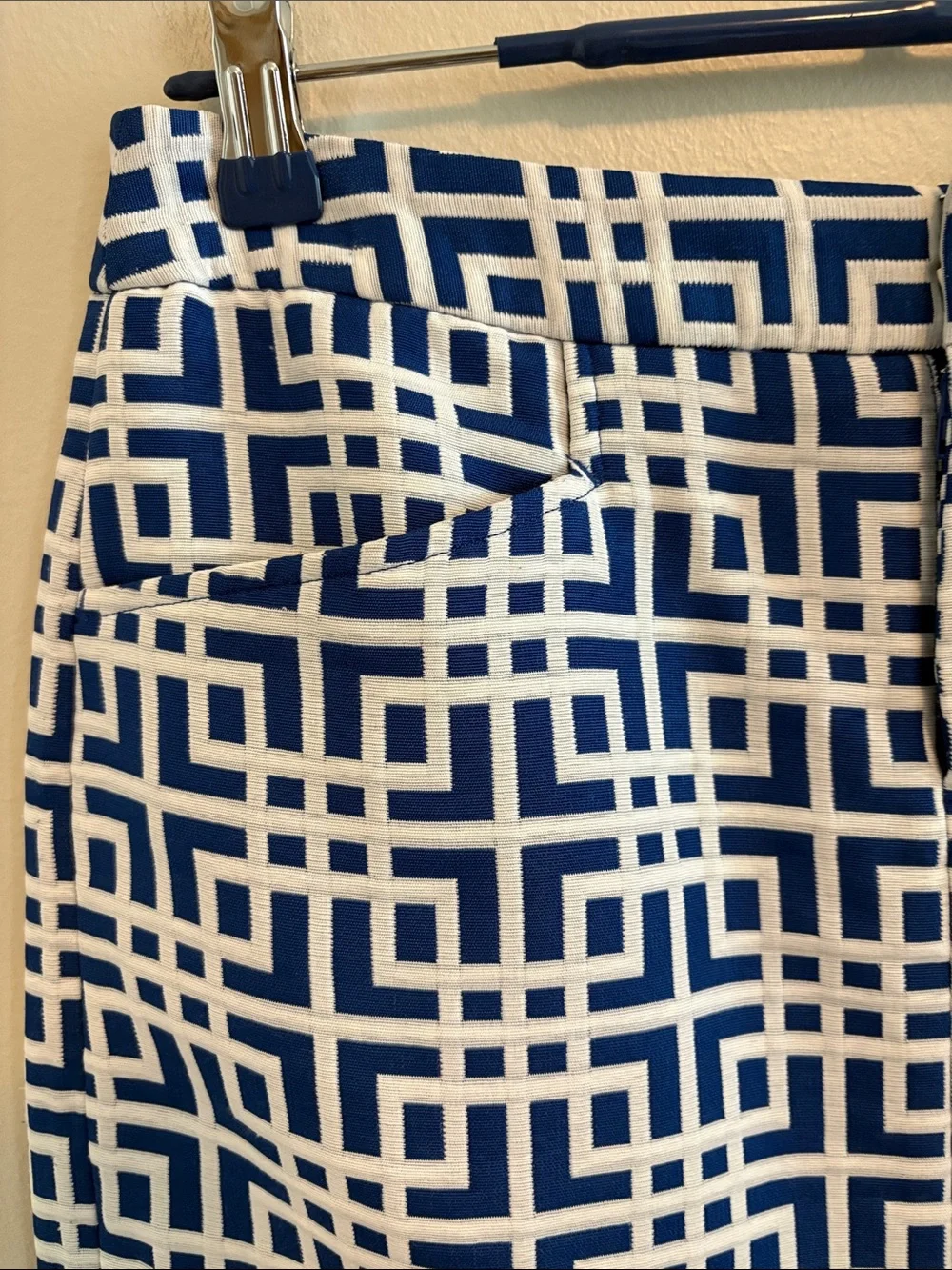 LOFT Blue and White Patterned Skirt